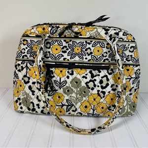 Vera Bradley black & yellow & white Go Wild Bowler Bag